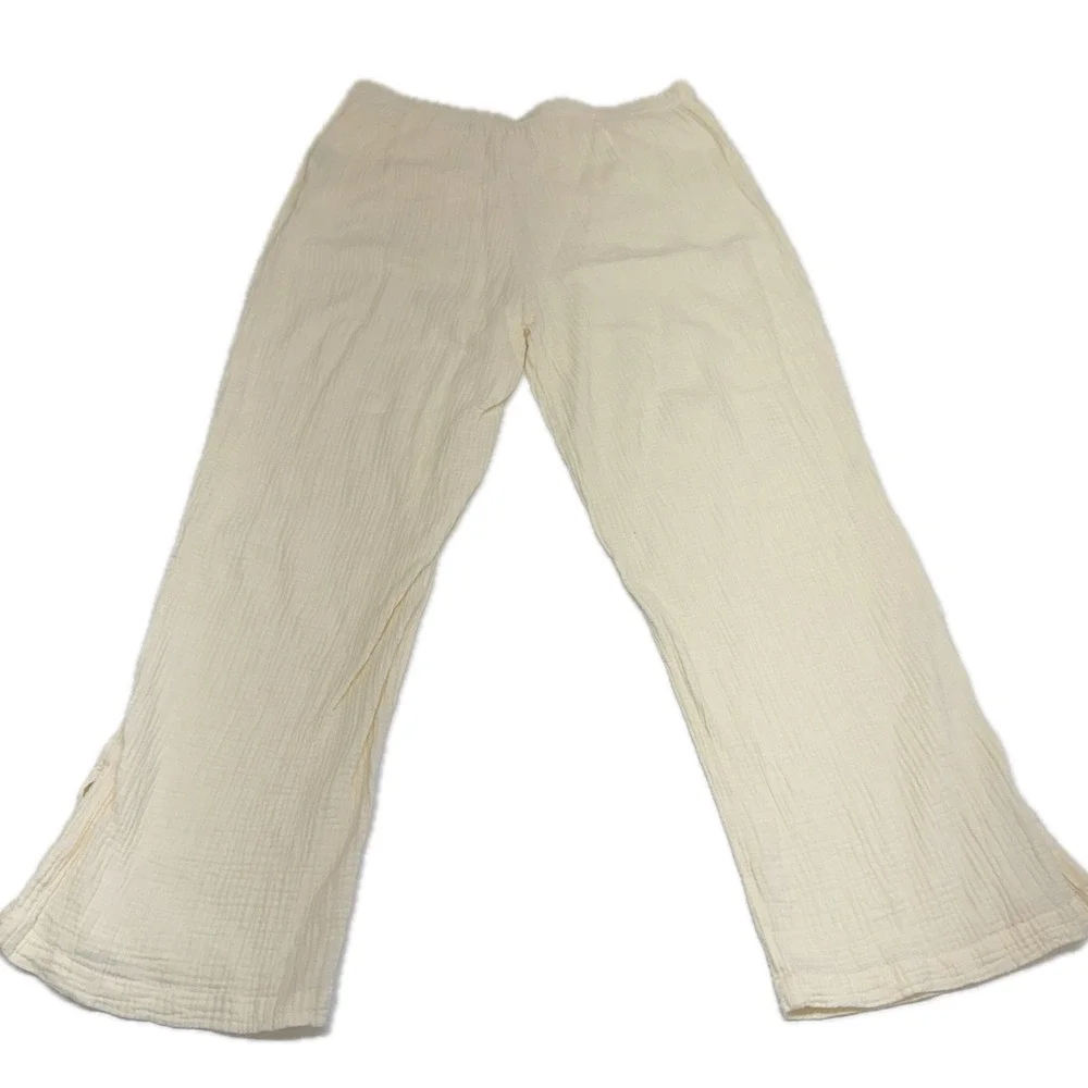 Soft Surroundings Pants Womens XL Cream Gauze Coastal Grandma Boho